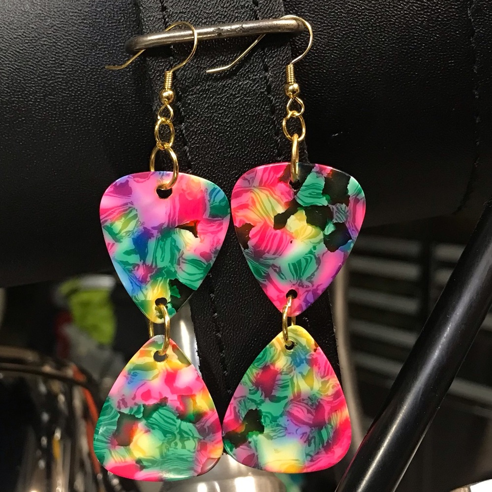 Tie Dye Guitar Pick Earrings! 🎸